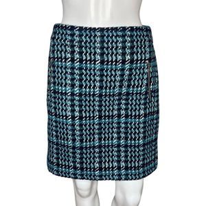 Loft‎ Skirt Womens 0 Green Black Plaid Wool Blend Pencil Straight Career Preppy
